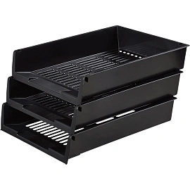 Лоток горизонтальный для бумаг Attache пластиковый черный решетчатый