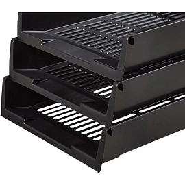 Лоток горизонтальный для бумаг Attache пластиковый черный решетчатый