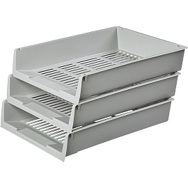 Лоток горизонтальный для бумаг Attache пластиковый серый решетчатый