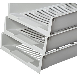 Лоток горизонтальный для бумаг Attache пластиковый серый решетчатый