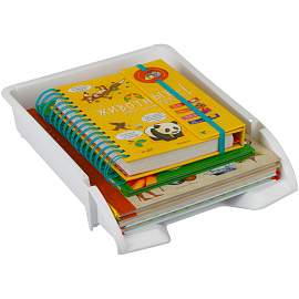 Лоток для бумаг горизонтальный СТАММ "Лидер", белый фото Лоток для бумаг горизонтальный СТАММ "Лидер", белый