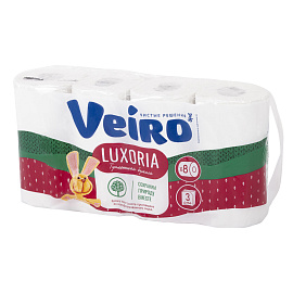 Бумага туалетная Veiro Luxoria 3-слойная белая (8 рулонов в упаковке)