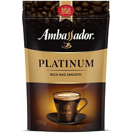 Кофе растворимый сублимированный Ambassador Platinum 150 г (пакет) фото Кофе растворимый сублимированный Ambassador Platinum 150 г (пакет)