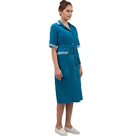 Халат для горничных и уборщиц у01-ХЛ с коротким рукавом бирюзовый (размер 40-42, рост 170-176)