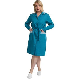 Халат для горничных и уборщиц у01-ХЛ с длинным рукавом бирюзовый (размер 40-42, рост 170-176)