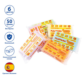 Пластилин растительный JOVI, 6 цветов пастель, 50г, 30 брусков, дисплей, картон фото Пластилин растительный JOVI, 6 цветов пастель, 50г, 30 брусков, дисплей, картон