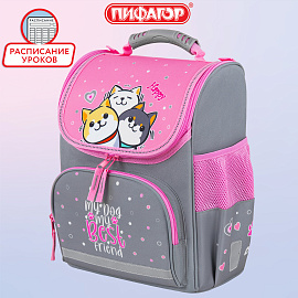 Ранец ПИФАГОР BASIC, 1 отделение, 3 кармана, эргономичная спинка, "Best team", 35х28х18 см, 272050