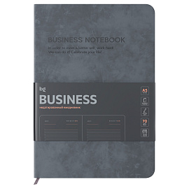 Ежедневник недатированный, А5, 136л., мягкий переплет, кожзам, BG "Business. Grey", серый