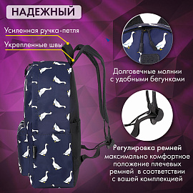 Рюкзак BRAUBERG POSITIVE универсальный, карман-антивор, "Ducks", 42х28х14 см, 271681