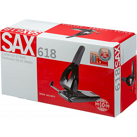 Дырокол Sax 618 до 65 листов красный с линейкой
