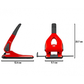 Дырокол Sax 618 до 65 листов красный с линейкой