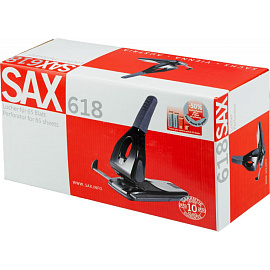 Дырокол Sax 618 до 65 листов черный с линейкой фото Дырокол Sax 618 до 65 листов черный с линейкой