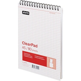 Блокнот Attache Selection Clear Pad А5 80 листов без линовки белый на спирали (145х215 мм)
