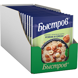 Каша Nestle Быстров овсяная изюм и орехи 17 штук по 40 г