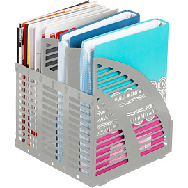 Лоток вертикальный для бумаг 240 мм Attache пластиковый серый скругленный 3 отделения