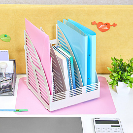 Лоток вертикальный для бумаг 240 мм Attache пластиковый серый скругленный 3 отделения