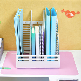 Лоток вертикальный для бумаг 240 мм Attache пластиковый серый скругленный 3 отделения