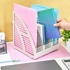 Лоток вертикальный для бумаг 240 мм Attache пластиковый серый скругленный 3 отделения