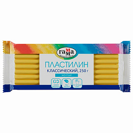 Пластилин классический ГАММА "Классический", желтый, 250 г, 274070