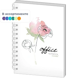 Бизнес-тетрадь Canbe Office Flowers А5 60 листов в клетку на спирали (140х185 мм)