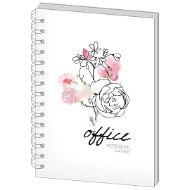 Бизнес-тетрадь Canbe Office Flowers А5 60 листов в клетку на спирали (140х185 мм)