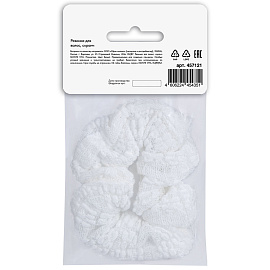 Резинка для волос 3х22 см, скранч, белый, MONTE VITA (МОНТЕ ВИТА), 457121