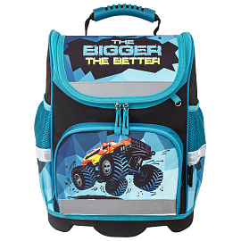 Ранец ЮНЛАНДИЯ WISE для начальной школы, "Monster-truck", 37х29х15 см, 229948