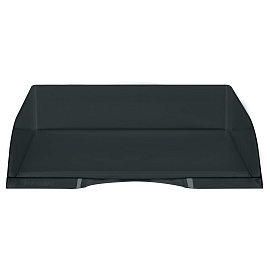 Лоток для бумаг горизонтальный СТАММ "Дельта", тонированный черный фото Лоток для бумаг горизонтальный СТАММ "Дельта", тонированный черный