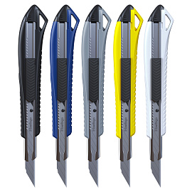 Нож канцелярский 9мм Berlingo "Razzor 200", auto-lock, металл. направл., ассорти, европодвес