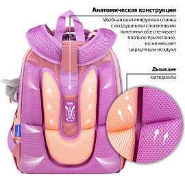 Ранец BRAUBERG SHINY, 2 отделения, с брелком, "Cheerful", 38х28х14 см, 270697