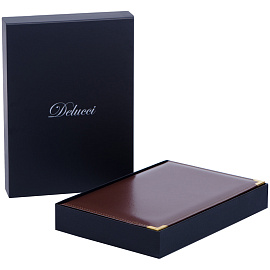 Ежедневник недатированный, А5, 160л., кожа, Delucci, гладкая кожа, золот. срез, коричневый фото Ежедневник недатированный, А5, 160л., кожа, Delucci, гладкая кожа, золот. срез, коричневый