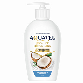 Мыло-крем 280 г AQUATEL "Кокосовое молочко" увлажняющее, эффективное питание, дозатор, 5256