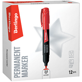 Маркер перманентный Berlingo "Multiline PE200" красный, пулевидный, 2мм