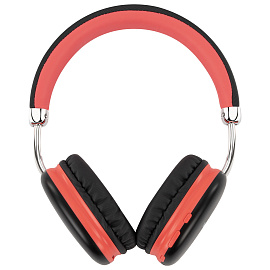 Наушники беспроводные накладные полноразмерные раздвижные мультирежимные, SONNEN HP-B12BR, Bluetooth 5.4, черный/коралловый, 514128