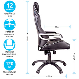 Кресло игровое Helmi HL-S03 "Drift", экокожа черная, вставка ткань серая фото Кресло игровое Helmi HL-S03 "Drift", экокожа черная, вставка ткань серая