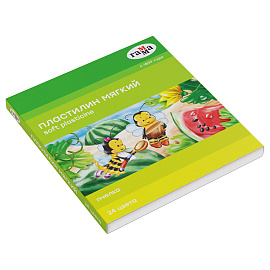 Пластилин восковой ГАММА "Пчелка", 24 цвета, 360 г, со стеком, картонная упаковка, 190820201