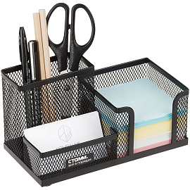 Настольная подставка СТАММ, металлическая, 3 секции, черная