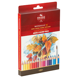 Карандаши цветные акварельные художественные KOH-I-NOOR "Mondeluz", 36 цветов, 3,8 мм, заточенные, европодвес, 3719036001KZRU