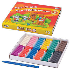 Пластилин классический Гамма Мультики 12 цветов 240 грамм