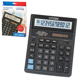 Калькулятор настольный Citizen DualPower SDC-888TII 12-разрядный черный 203x158x31 мм