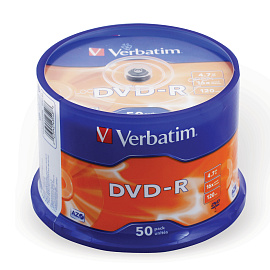 Диск DVD-R Verbatim 4.7 ГБ 16x cake box 43548 (50 штук в упаковке)