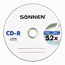 Диск CD-R SONNEN 700 Mb 52x Bulk (термоусадка без шпиля), КОМПЛЕКТ 50 шт., 512571