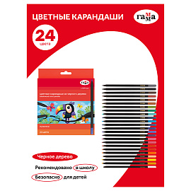 Карандаши цветные Гамма "Мультики", 24цв., черное дерево,заточен., картон. упак., европодвес фото Карандаши цветные Гамма "Мультики", 24цв., черное дерево,заточен., картон. упак., европодвес