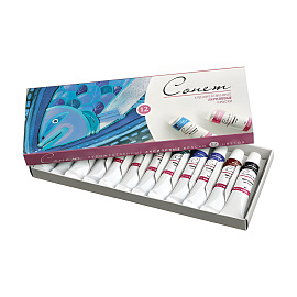 Краски акриловые Невская палитра Сонет набор 12 цветов по 10 мл в тубах