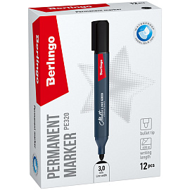 Маркер перманентный Berlingo "Multiline PE320" черный, пулевидный, трехгранный, 3мм фото Маркер перманентный Berlingo "Multiline PE320" черный, пулевидный, трехгранный, 3мм
