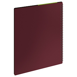 Папка с 20 вкладышами на гребне СТАММ "Диагональ" А4, 14мм, 700мкм, пластик, гранат