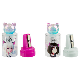 Точилка пластиковая MESHU "Neko", 1 отверстие, ассорти фото Точилка пластиковая MESHU "Neko", 1 отверстие, ассорти