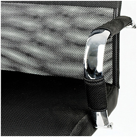 Кресло руководителя Helmi HL-E25 "Intelligent", ткань/сетка черная, подголовник хром