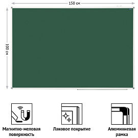 Доска магнитно-меловая OfficeSpace, 100*150см, алюминиевая рамка, полочка фото Доска магнитно-меловая OfficeSpace, 100*150см, алюминиевая рамка, полочка