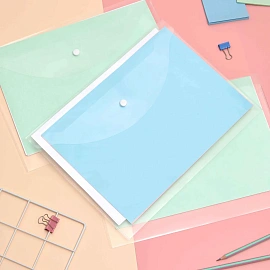 Папка-конверт на кнопке Attache Economy А4 бесцветная 100 мкм (10 штук в упаковке)